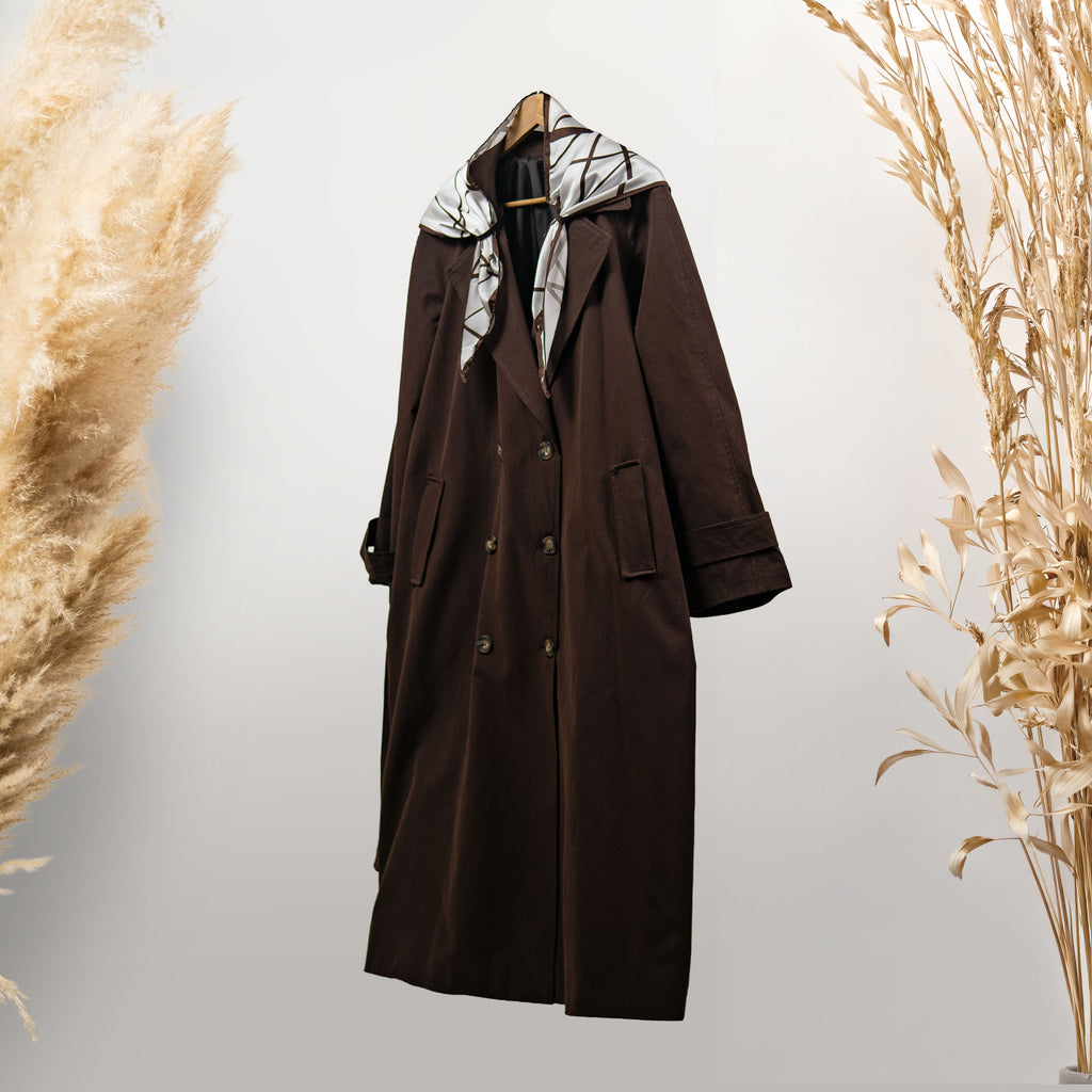 ACI KAHVE FULARLI TRENÇKOT