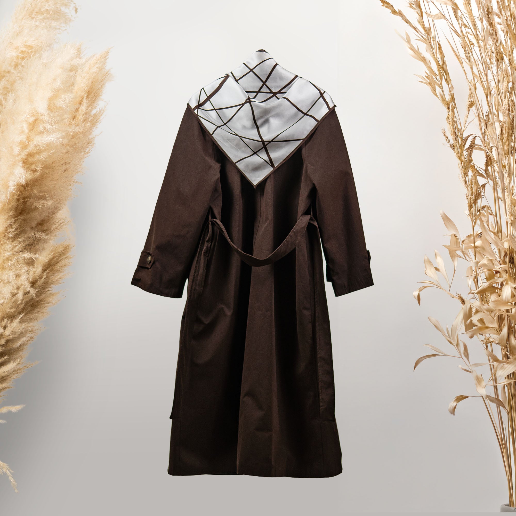 ACI KAHVE FULARLI TRENÇKOT