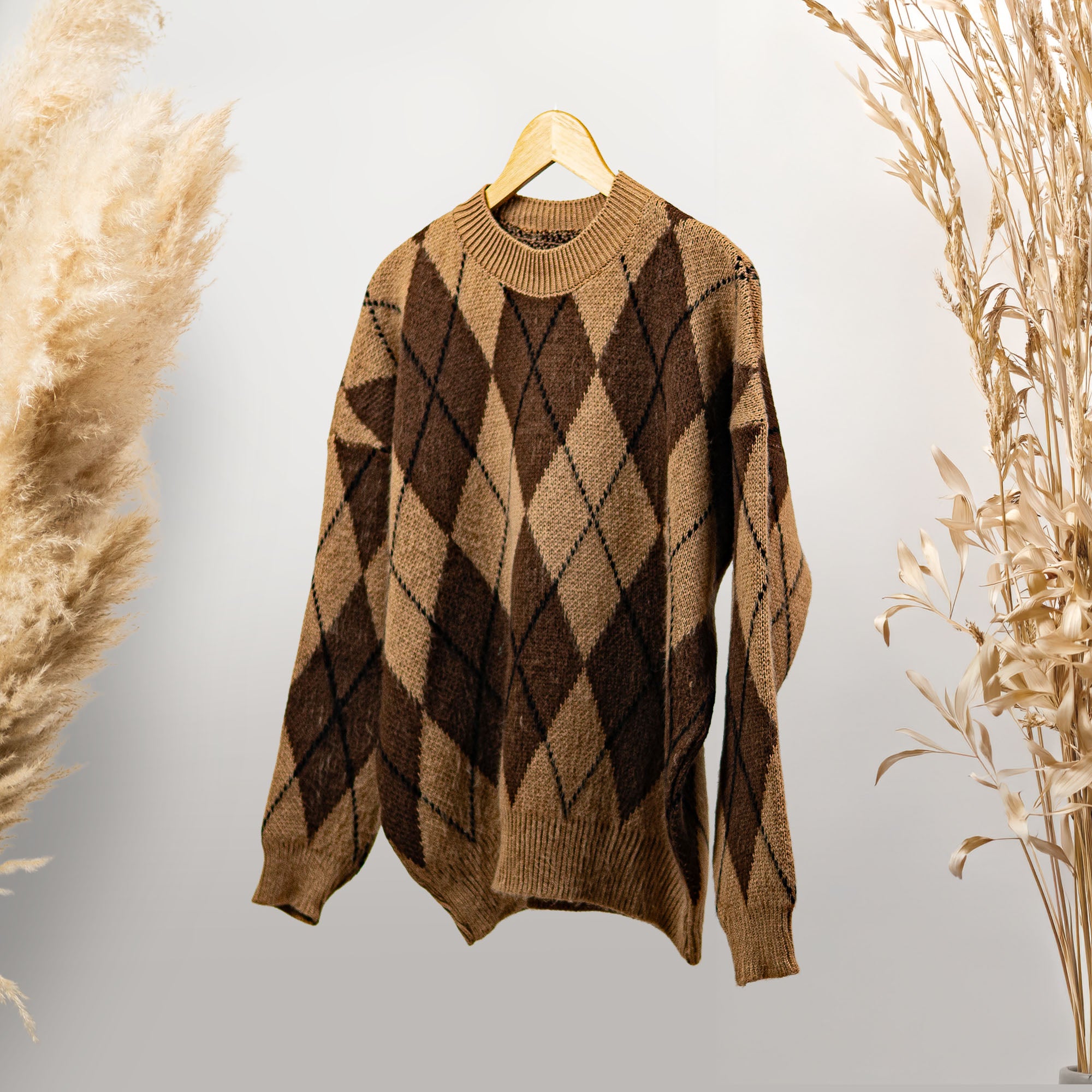 BAKLAVA DESEN KAHVERENGİ KAZAK