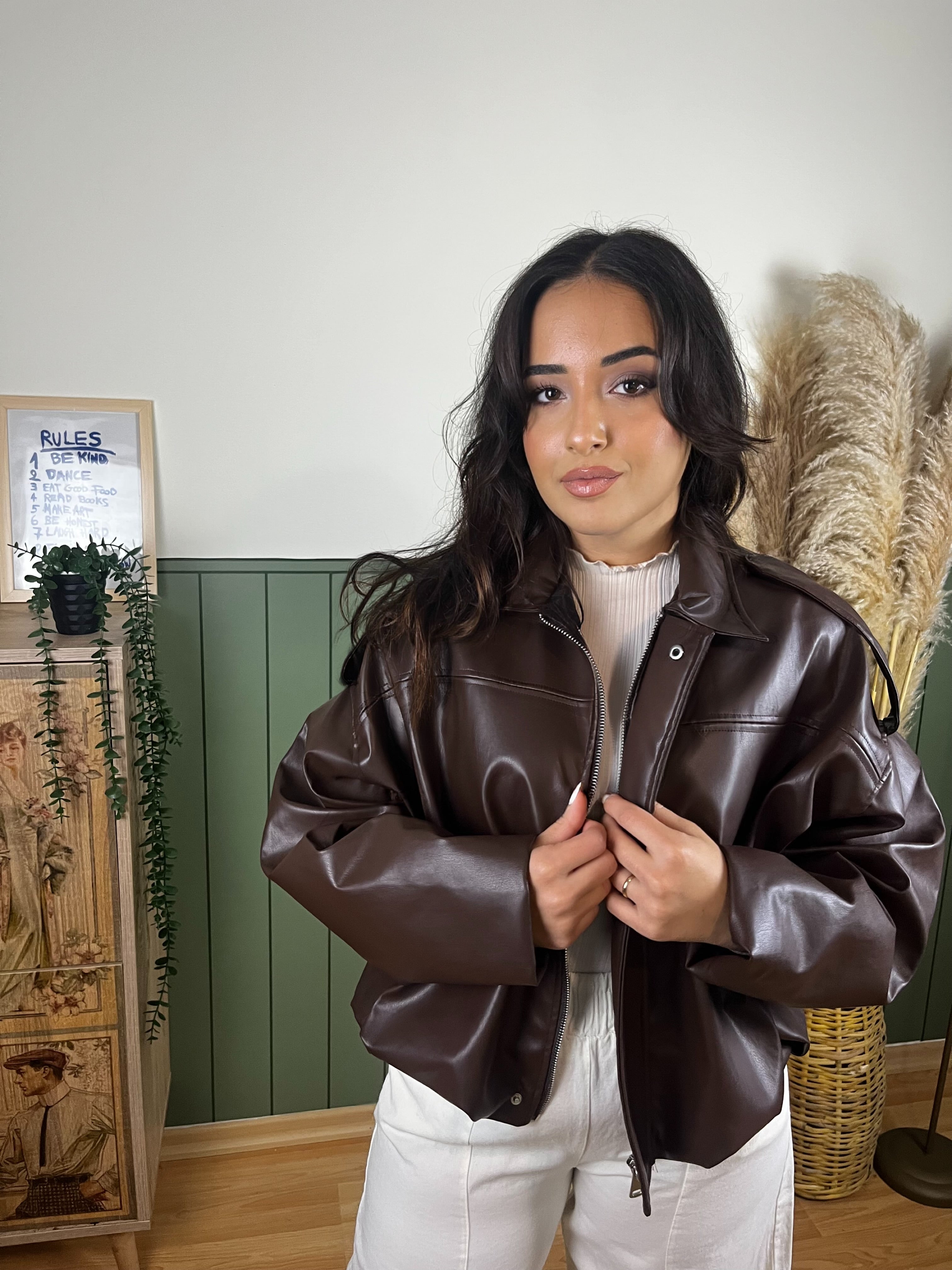 KAHVERENGİ DERİ CEKET