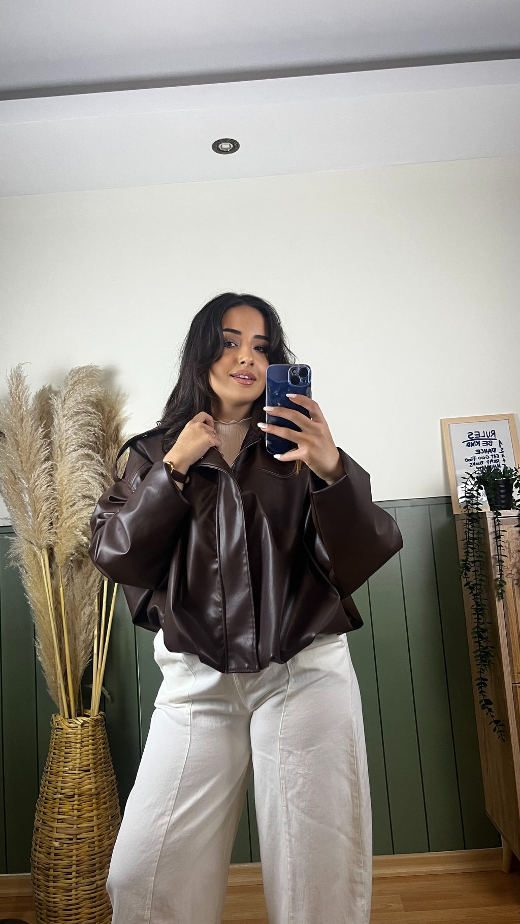 KAHVERENGİ DERİ CEKET