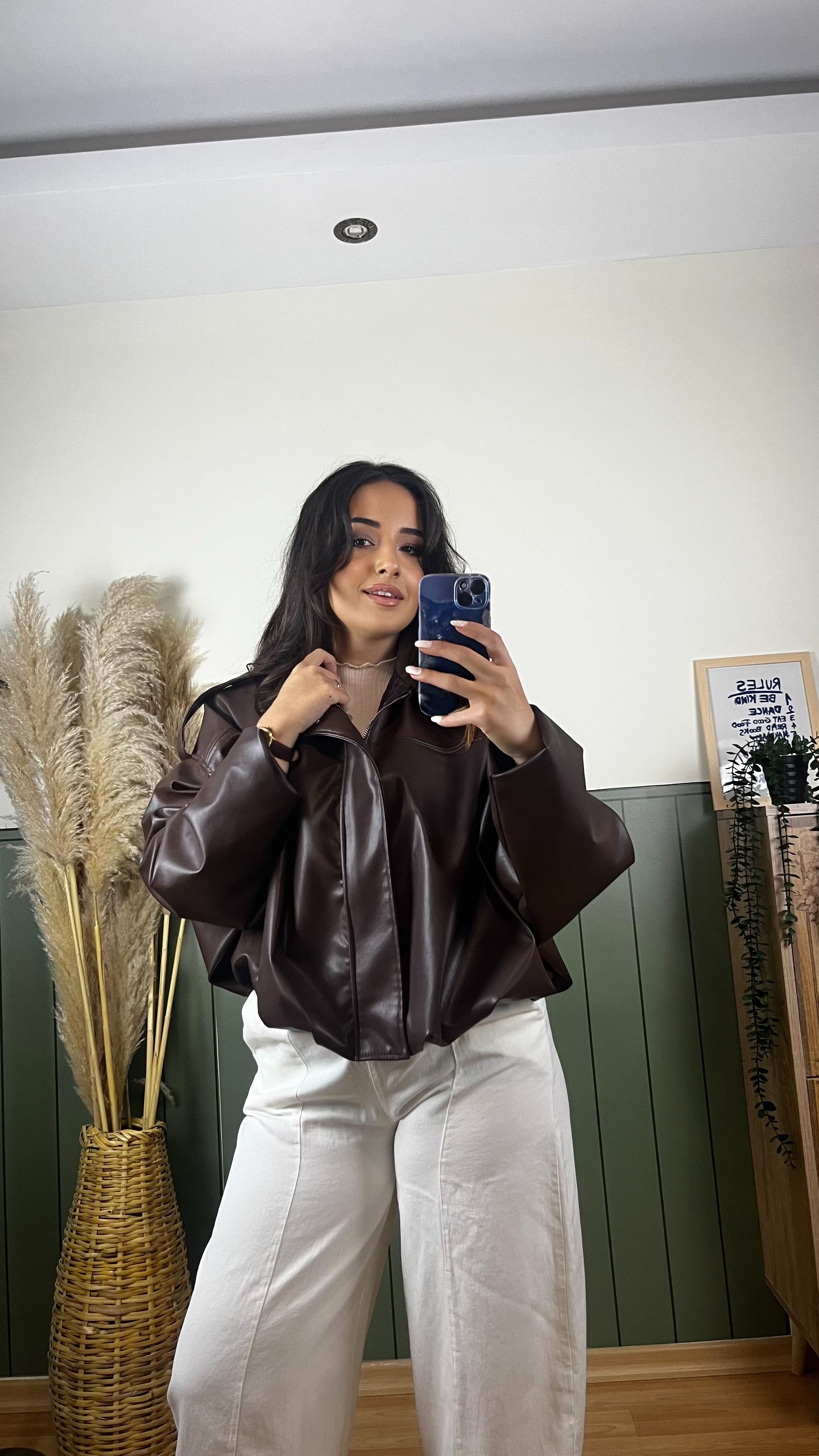 KAHVERENGİ DERİ CEKET