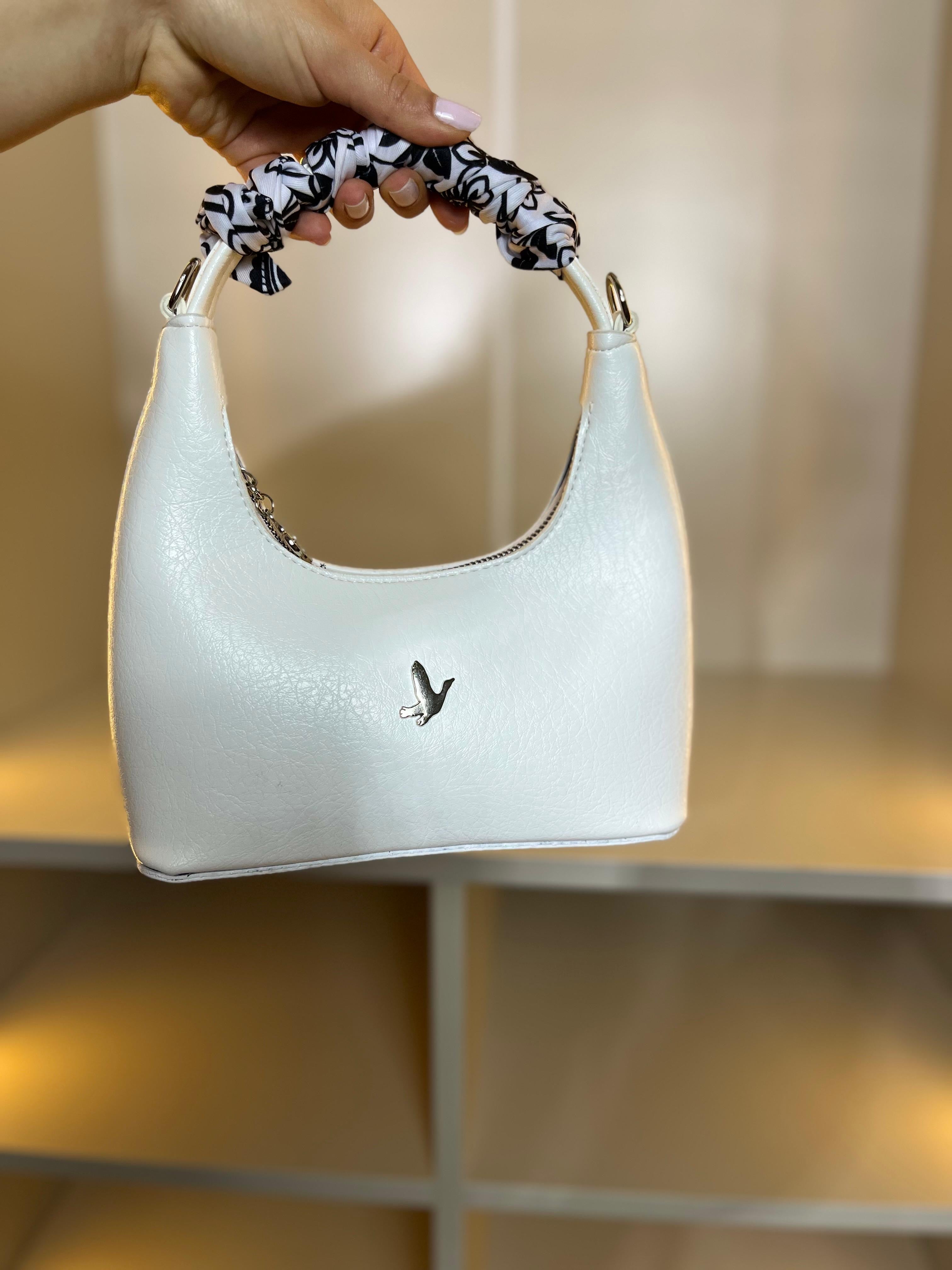Fular Detaylı Beyaz Bag